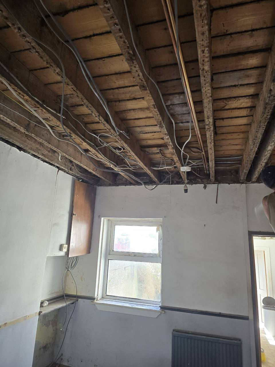 Cardiff ceiling stripped back before repair